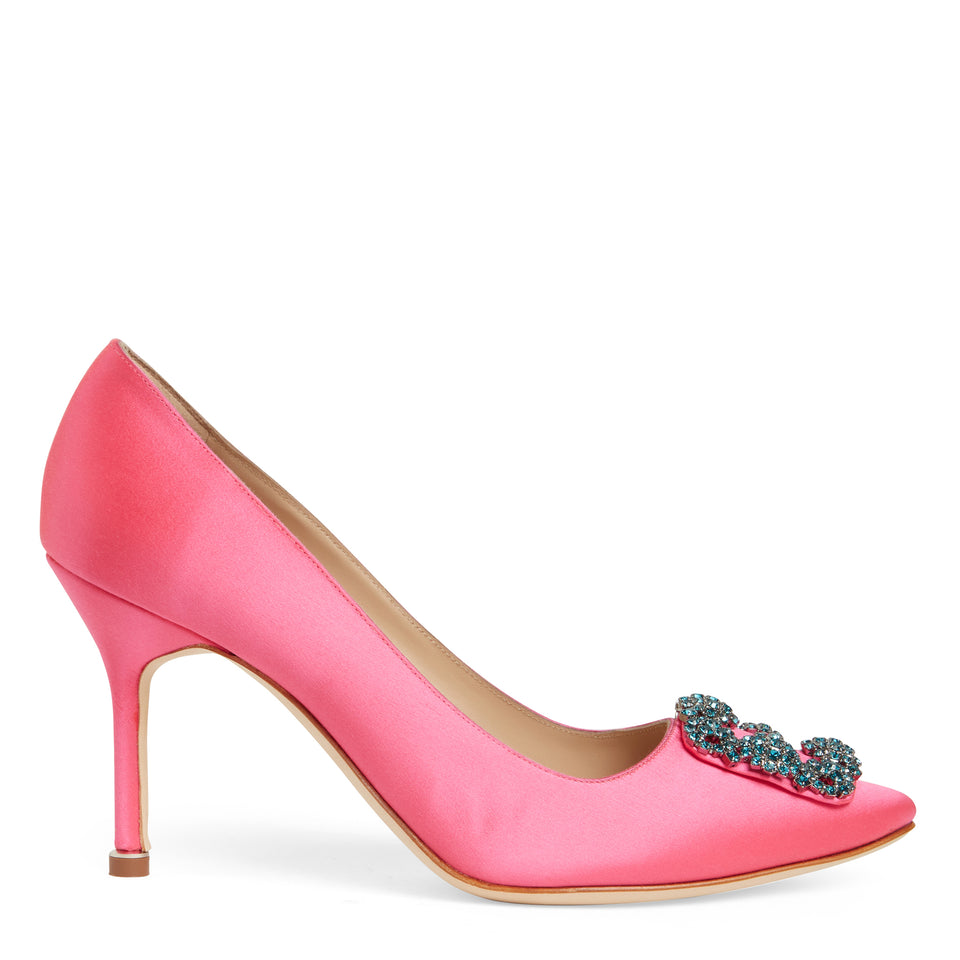 Pink satin ''Hangisi 105'' pumps