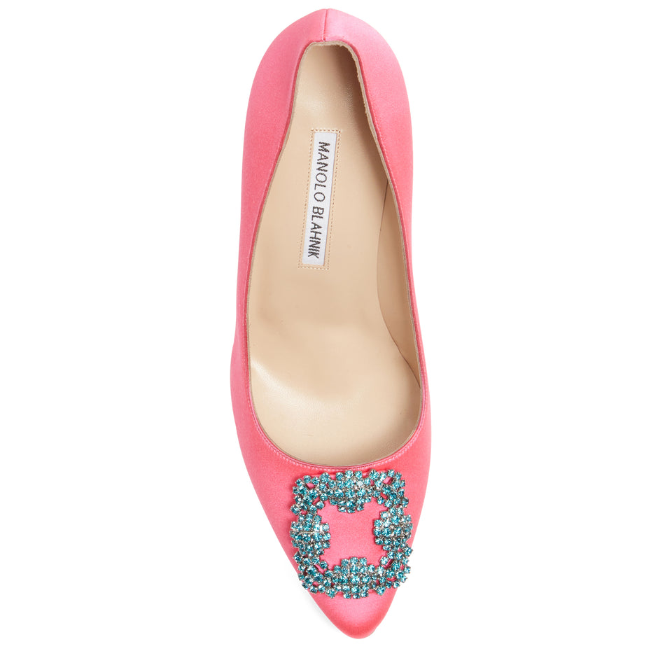 Pink satin ''Hangisi 105'' pumps