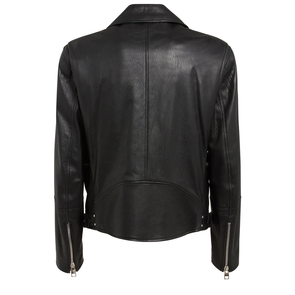 Giacca Biker in pelle nera