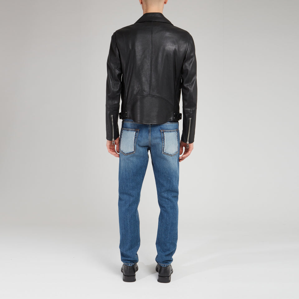 Giacca Biker in pelle nera