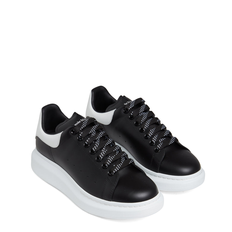 Black and white leather oversized sneakers