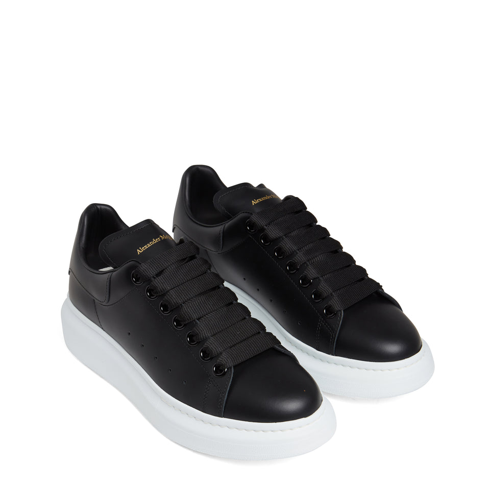 Black leather oversized sneakers