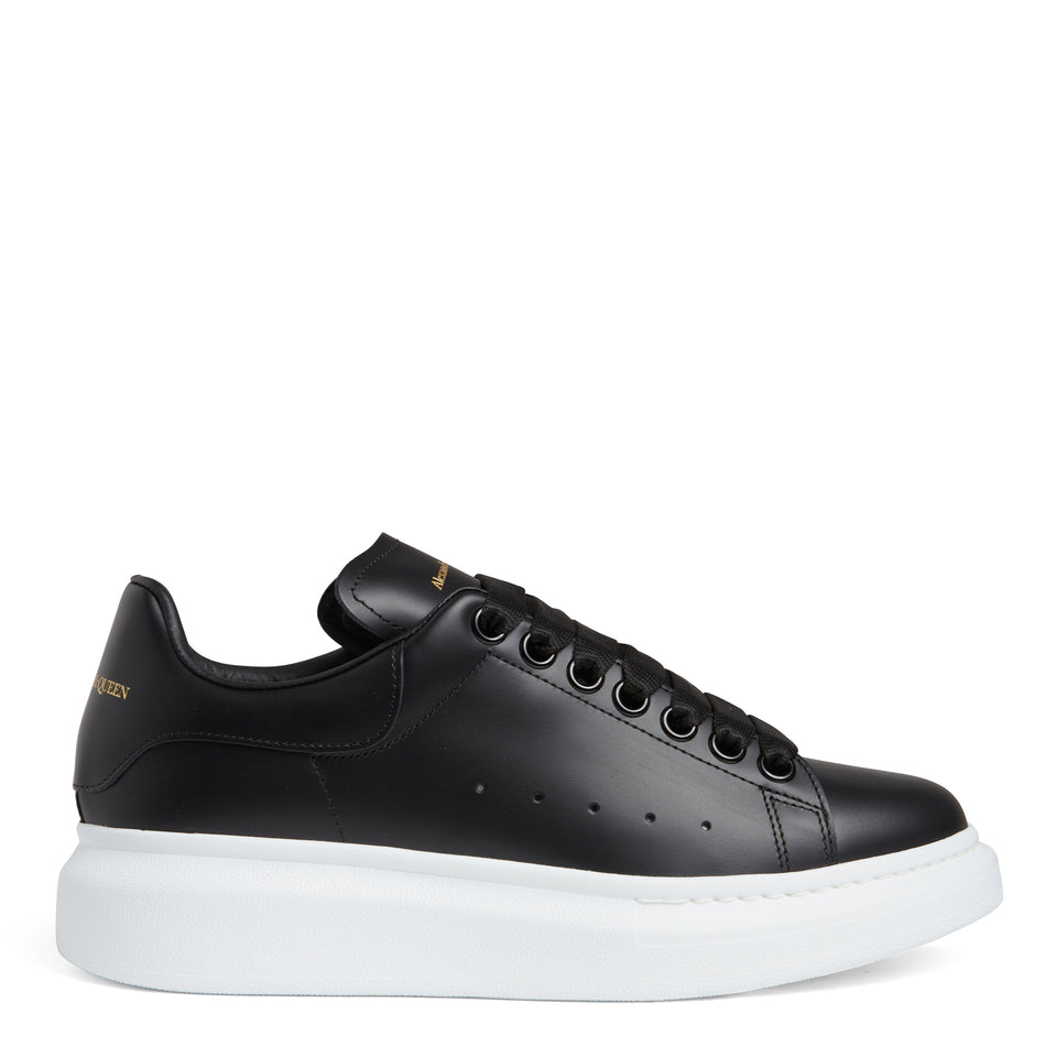 Black leather oversized sneakers