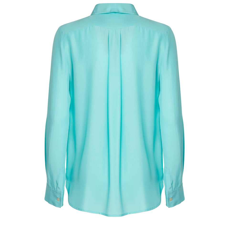 Aqua green silk shirt