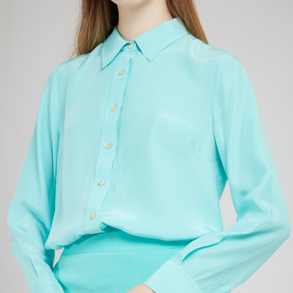 Aqua green silk shirt