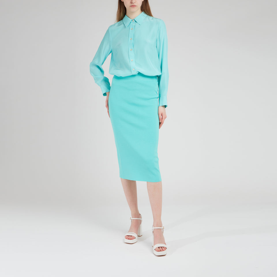 Aqua green silk shirt