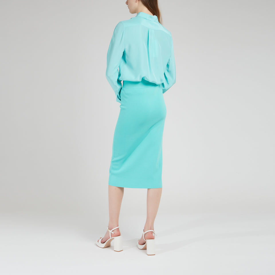 Aqua green silk shirt