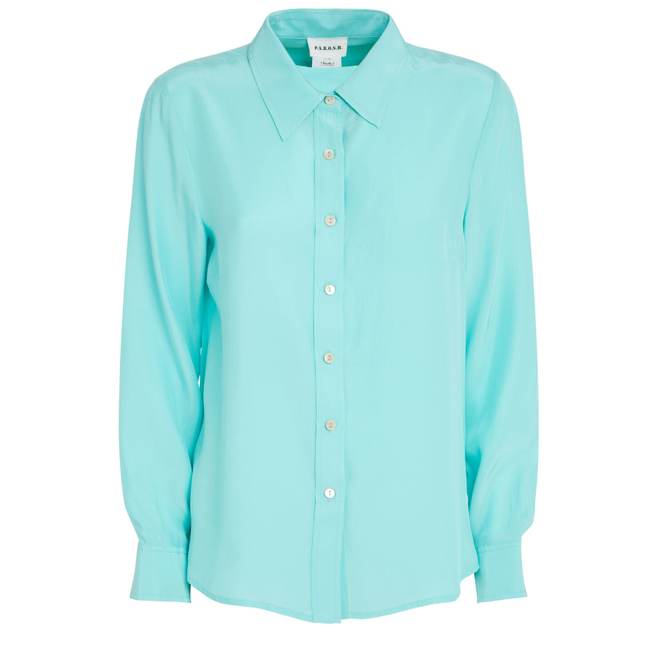 Aqua green silk shirt