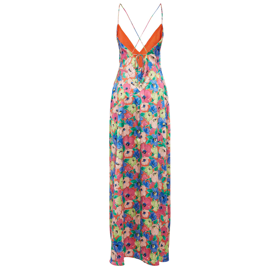 Long dress ''Silky Woven'' in multicolor fabric