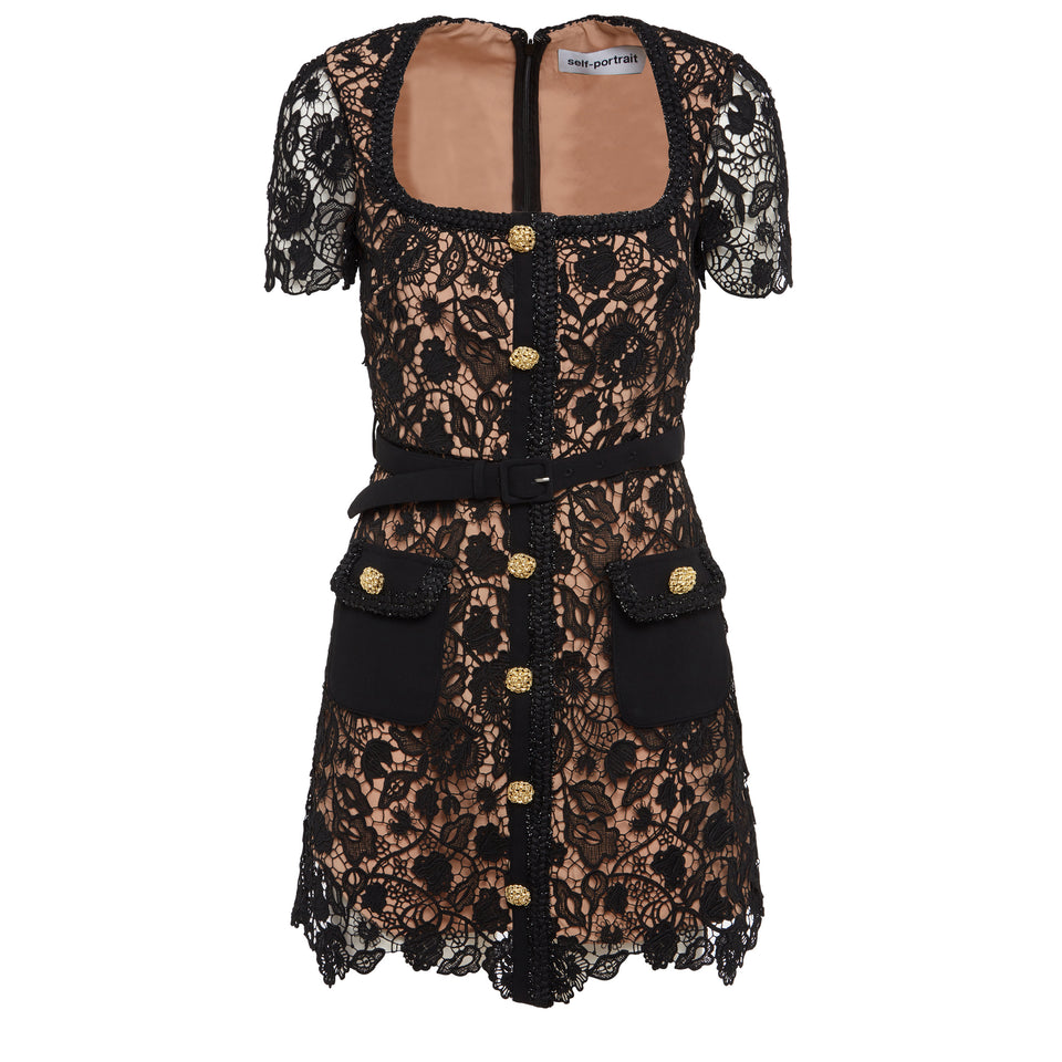 Black lace mini dress