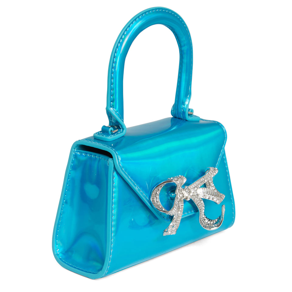 Borsa mini ''The Bow'' in vernice azzurra