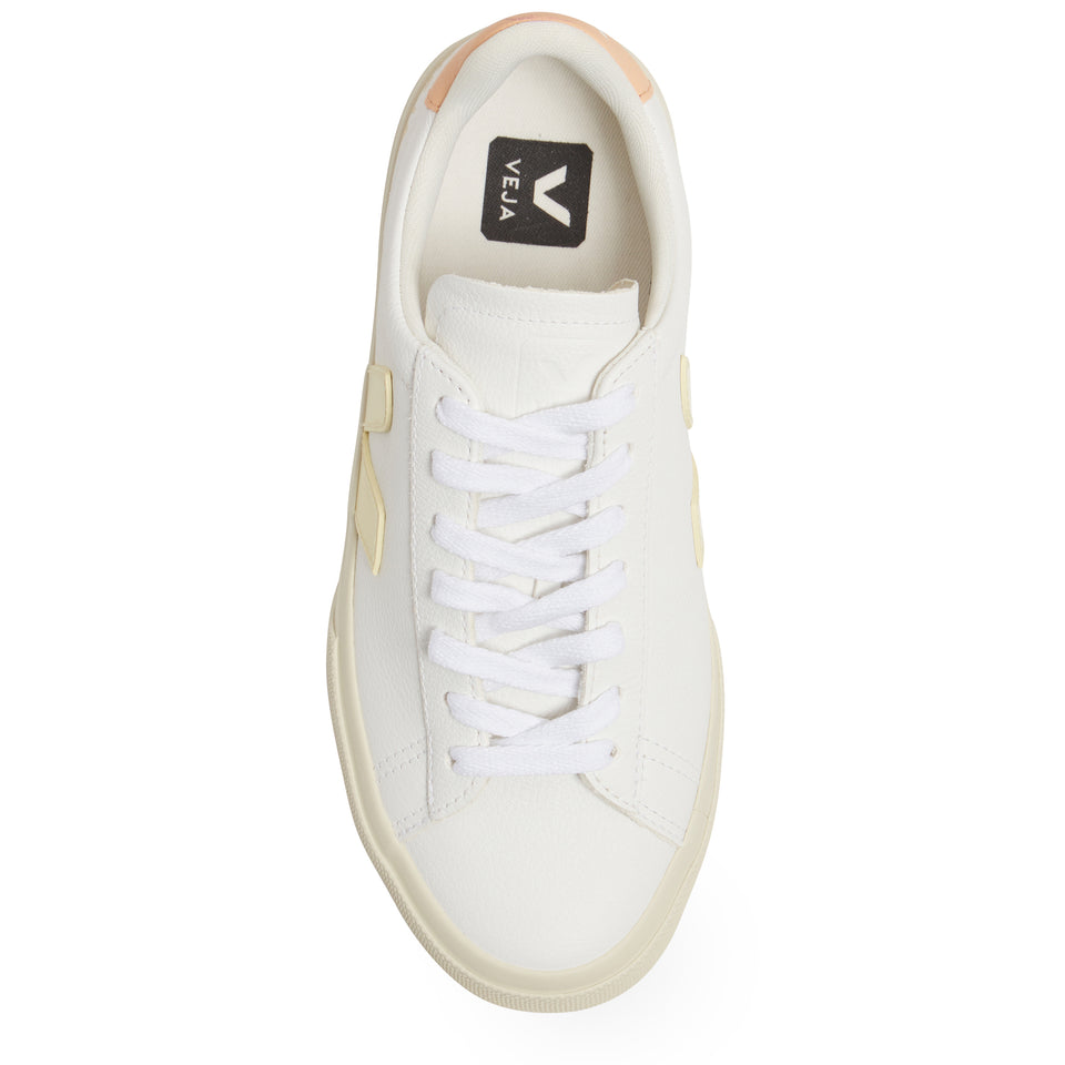 White and yellow leather ''Chromefree'' sneakers