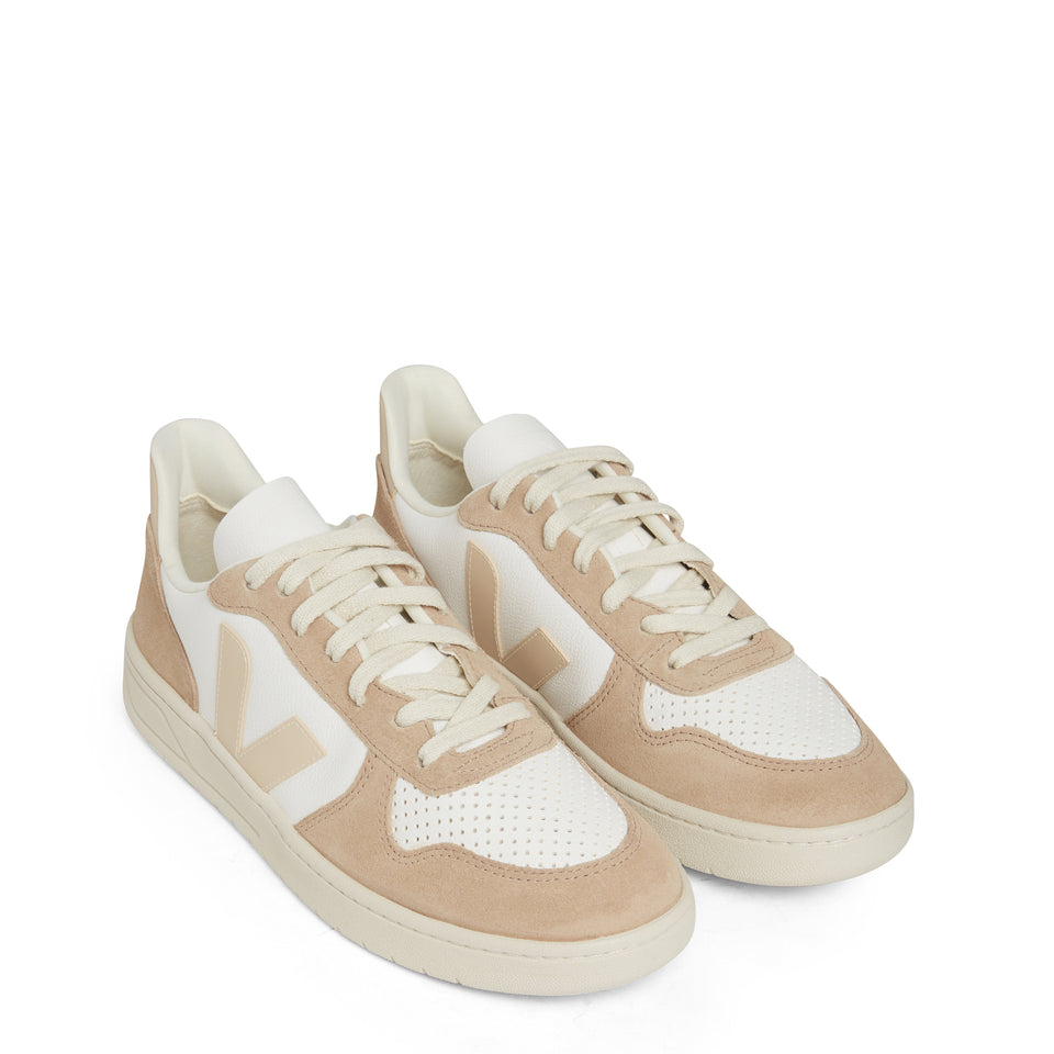 Sneakers ''Chromefree'' in pelle bianca e beige