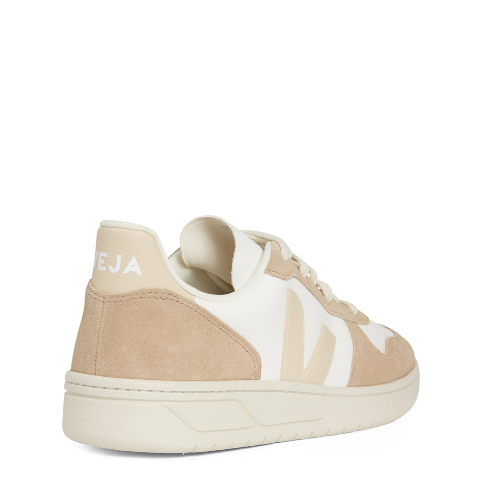 Sneakers ''Chromefree'' in pelle bianca e beige