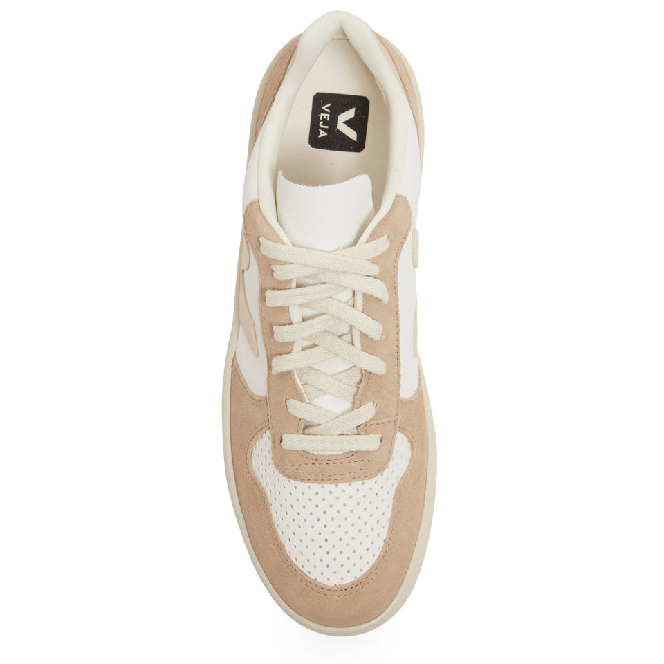 Sneakers ''Chromefree'' in pelle bianca e beige