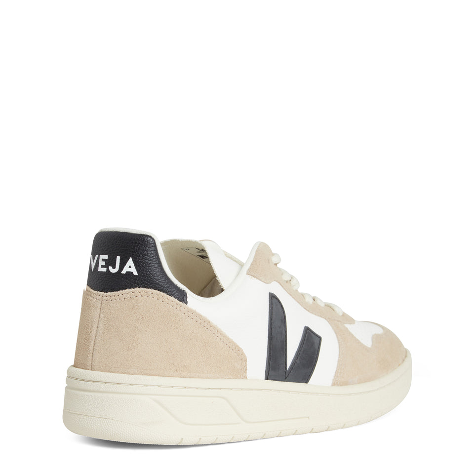 Sneakers ''Chromefree'' in pelle bianca e beige