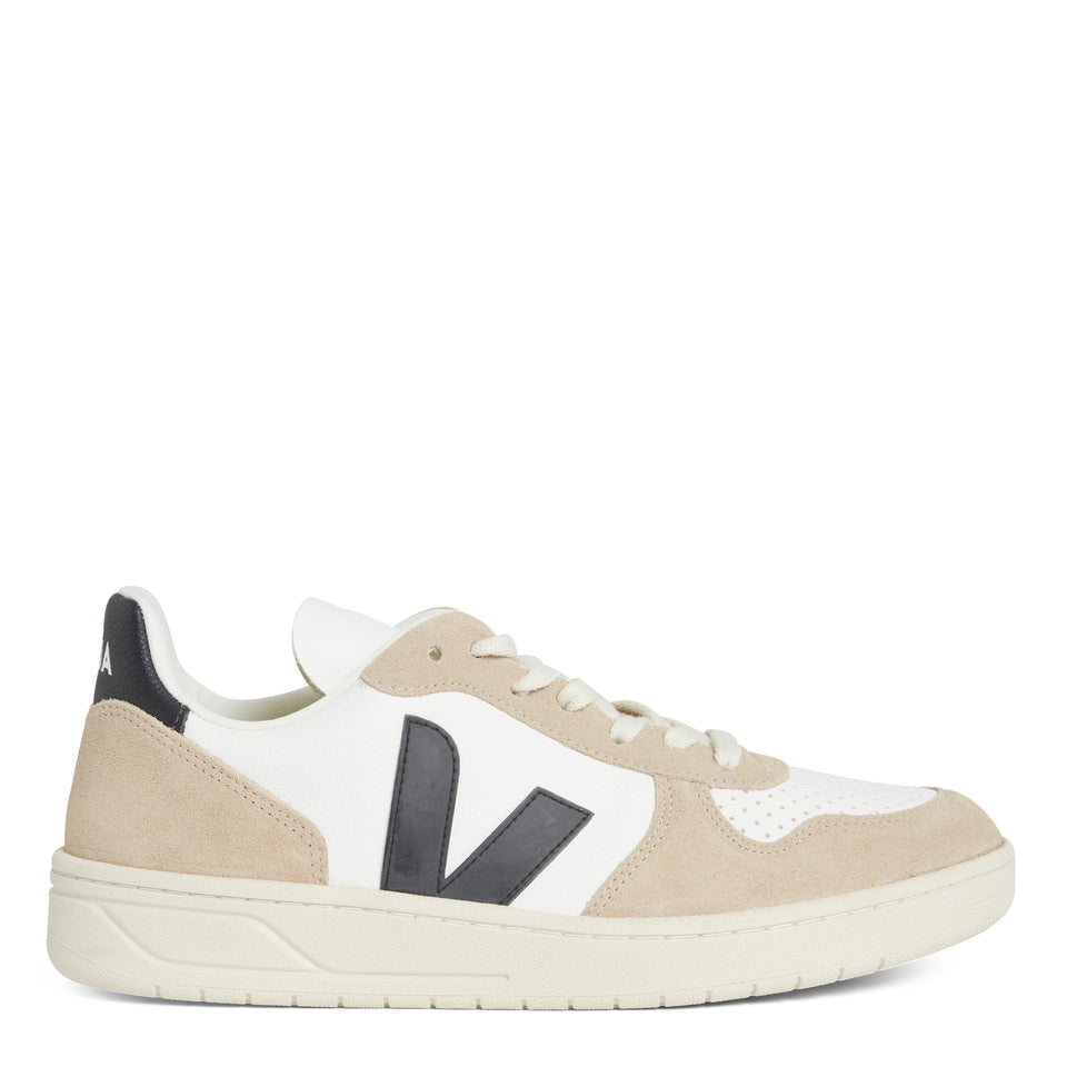 Sneakers ''Chromefree'' in pelle bianca e beige