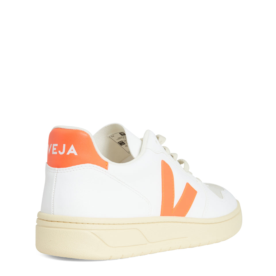 White and orange leather ''Chromefree'' sneakers