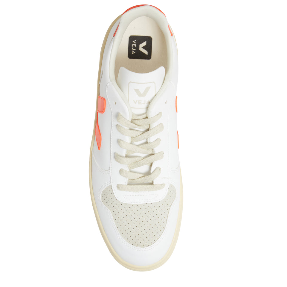 White and orange leather ''Chromefree'' sneakers