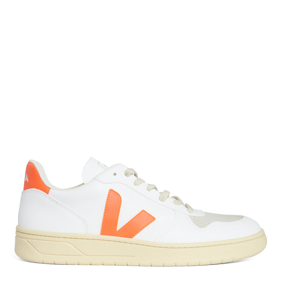 White and orange leather ''Chromefree'' sneakers