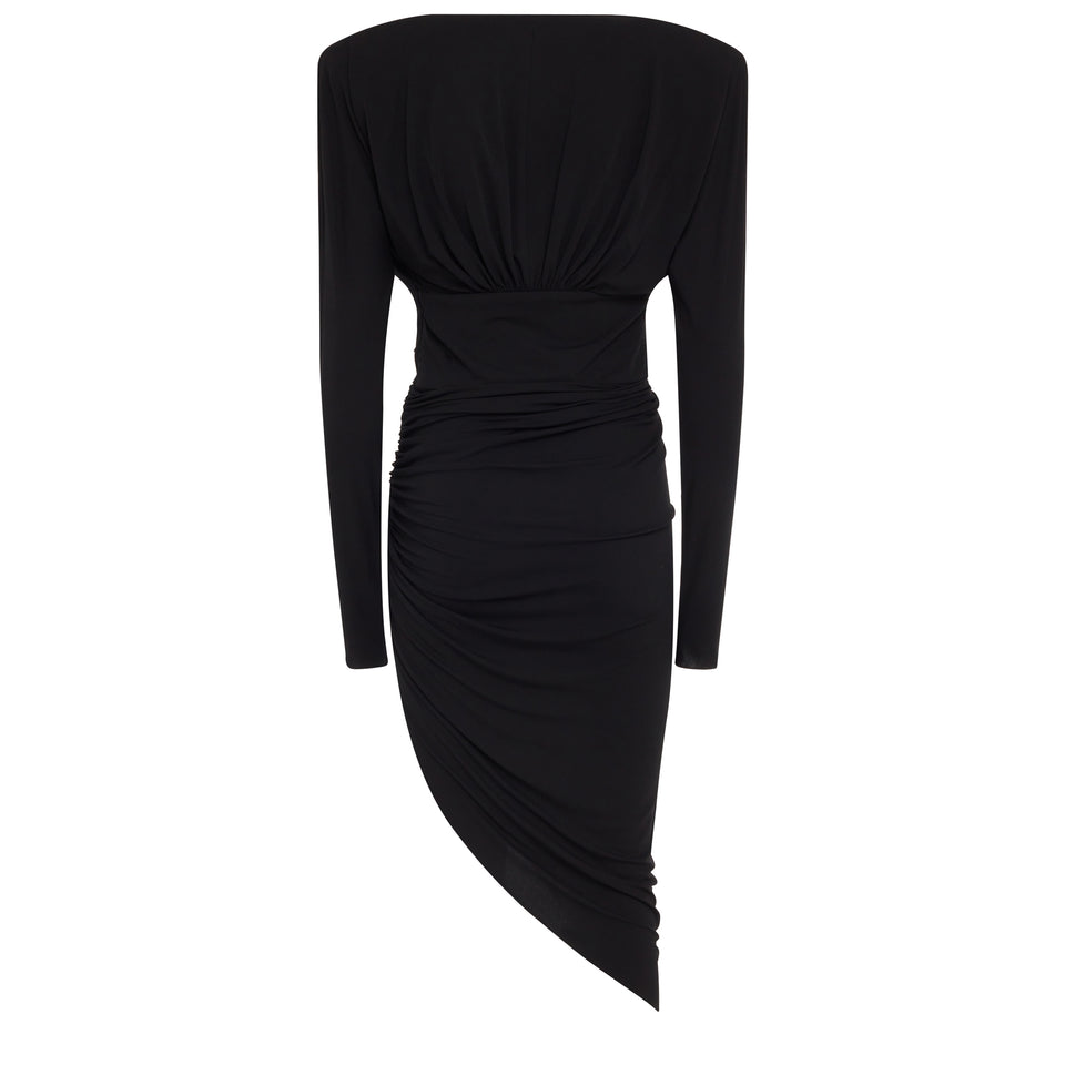 Asymmetric dress in black fabric