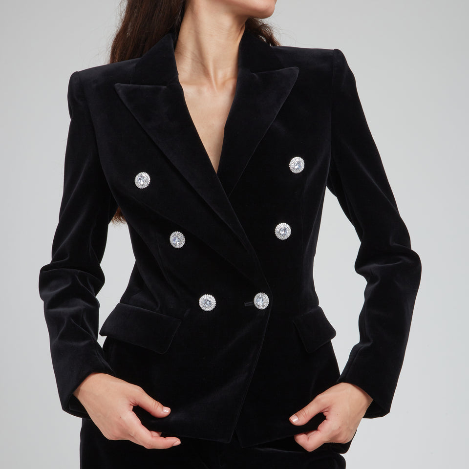 Blazer doppio petto in velluto nero