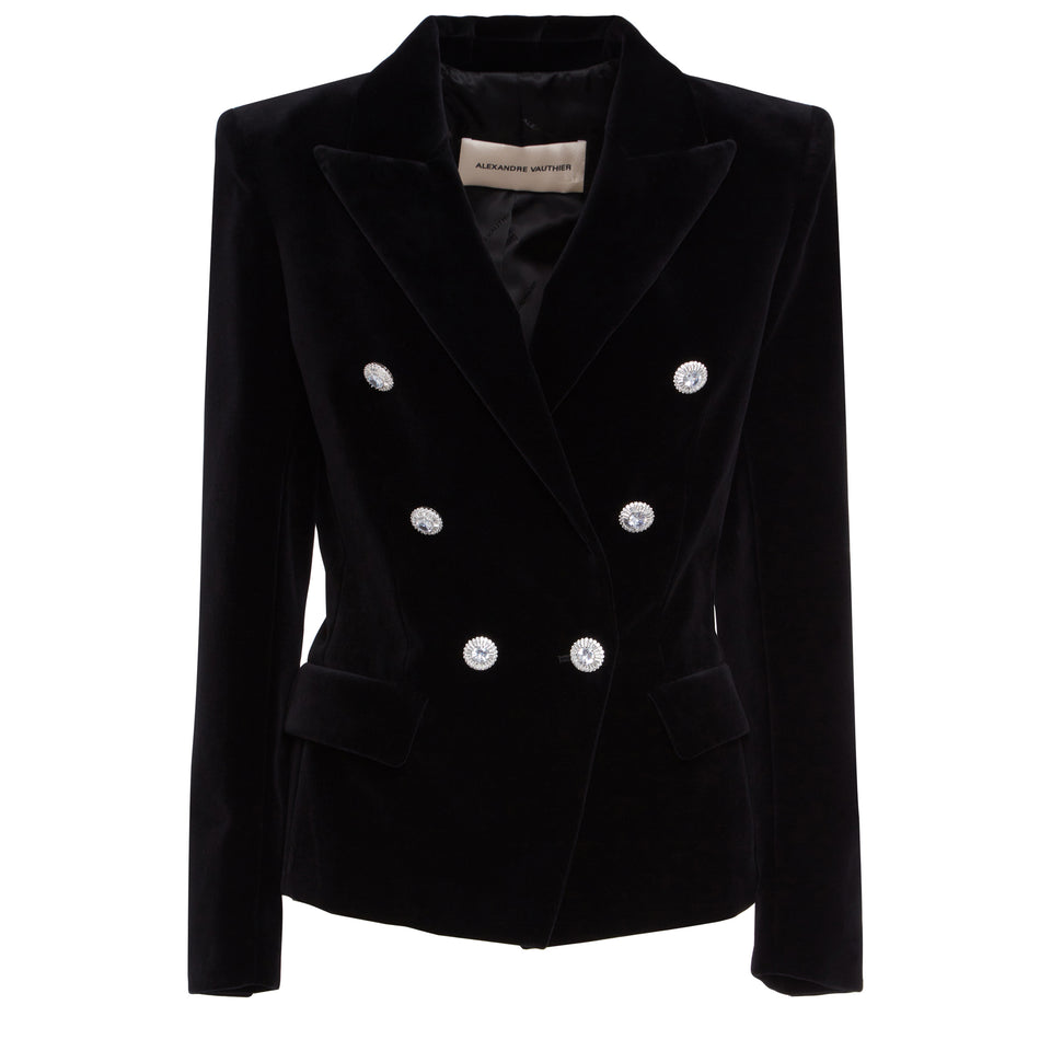 Blazer doppio petto in velluto nero