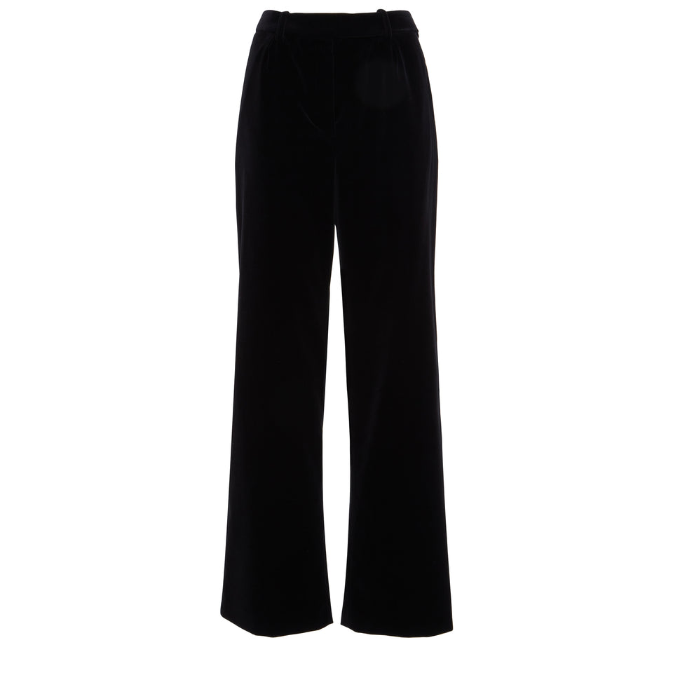 Wide leg trousers in black velvet