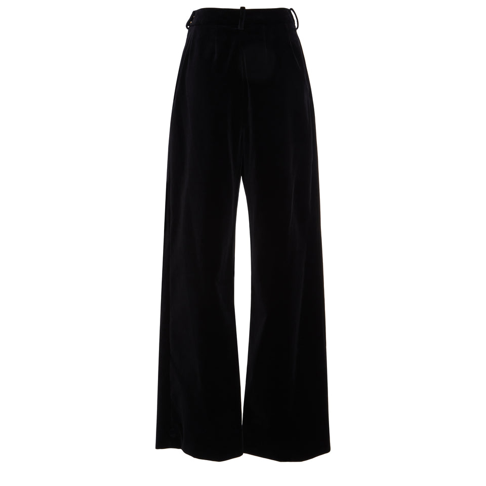 Wide leg trousers in black velvet