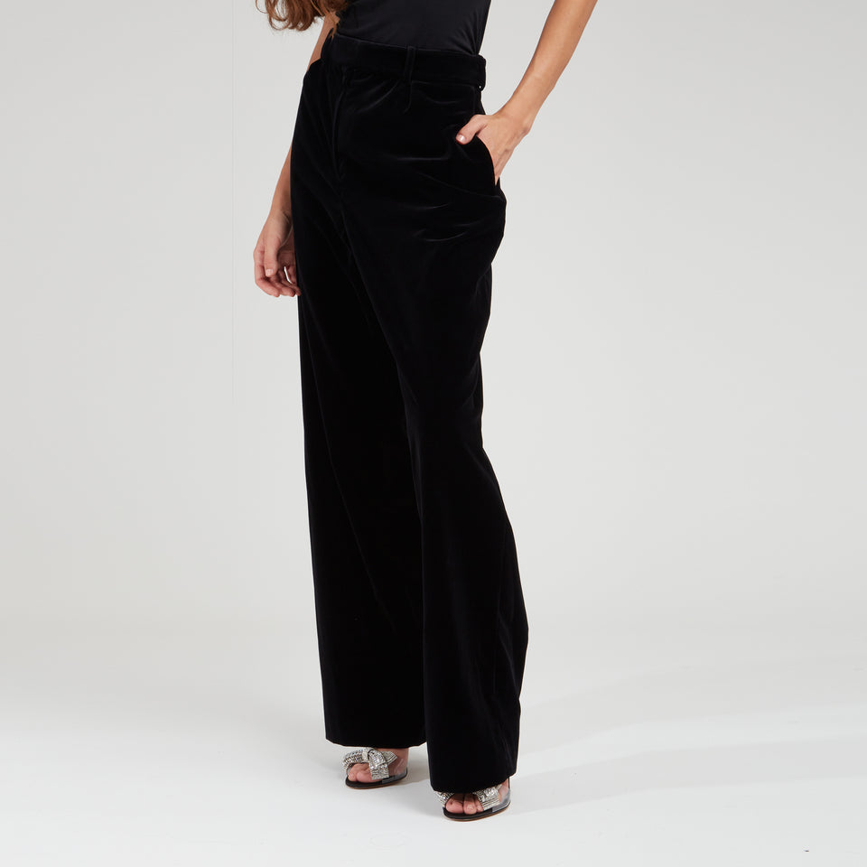 Wide leg trousers in black velvet