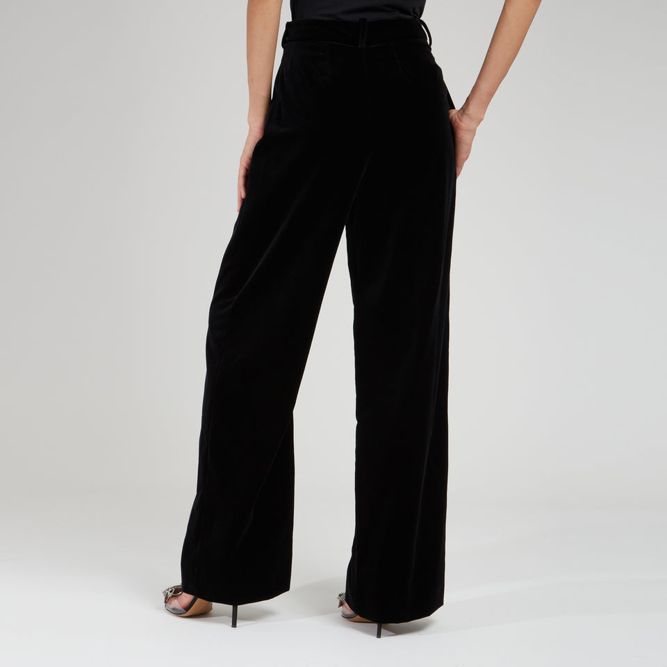 Wide leg trousers in black velvet