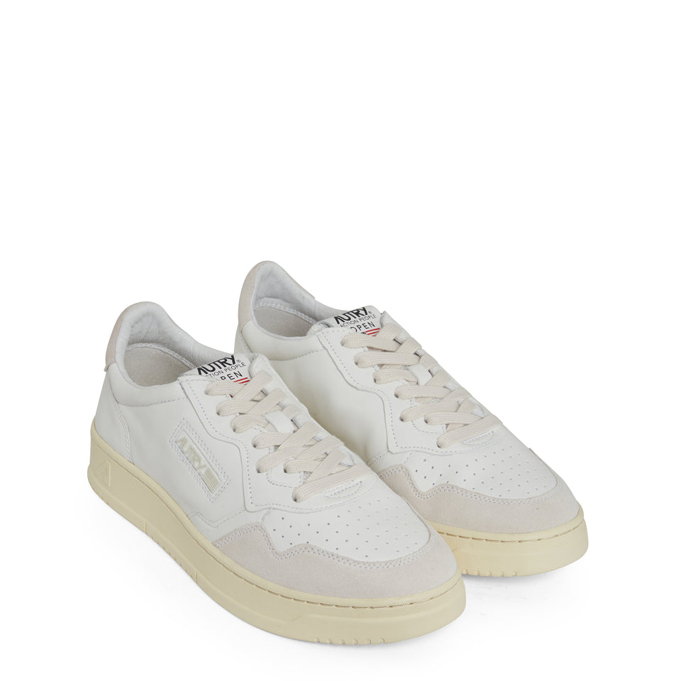 Sneakers " Open low" in pelle bianca