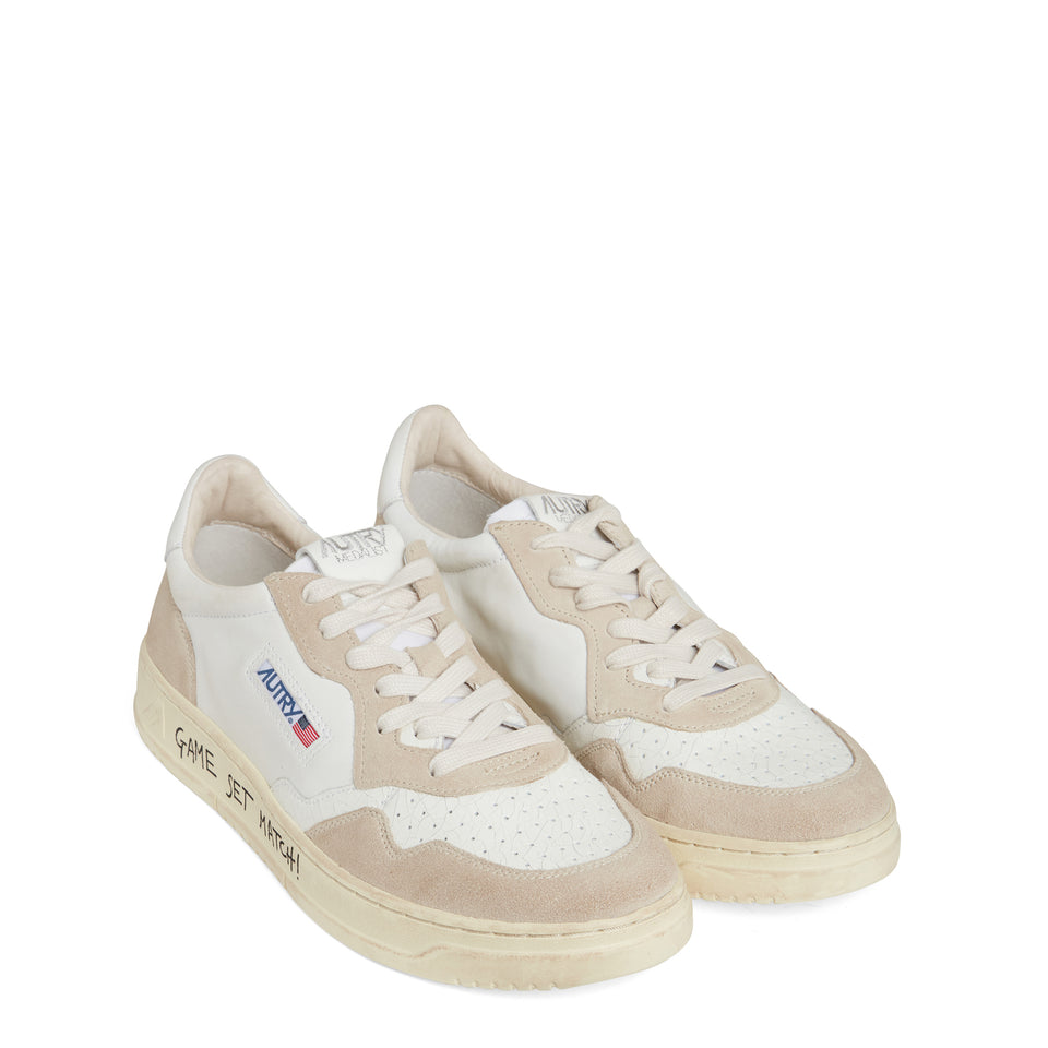 Sneakers " Medalist low" in pelle bianca e beige