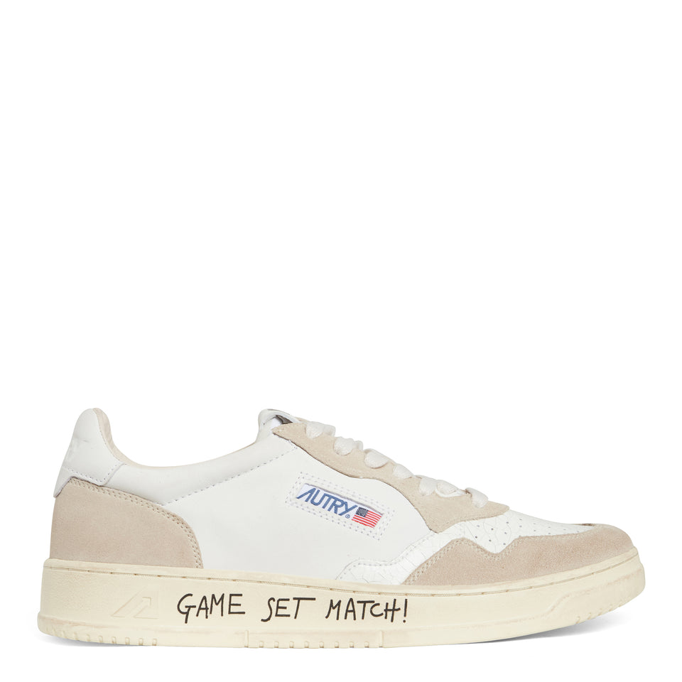 Sneakers " Medalist low" in pelle bianca e beige