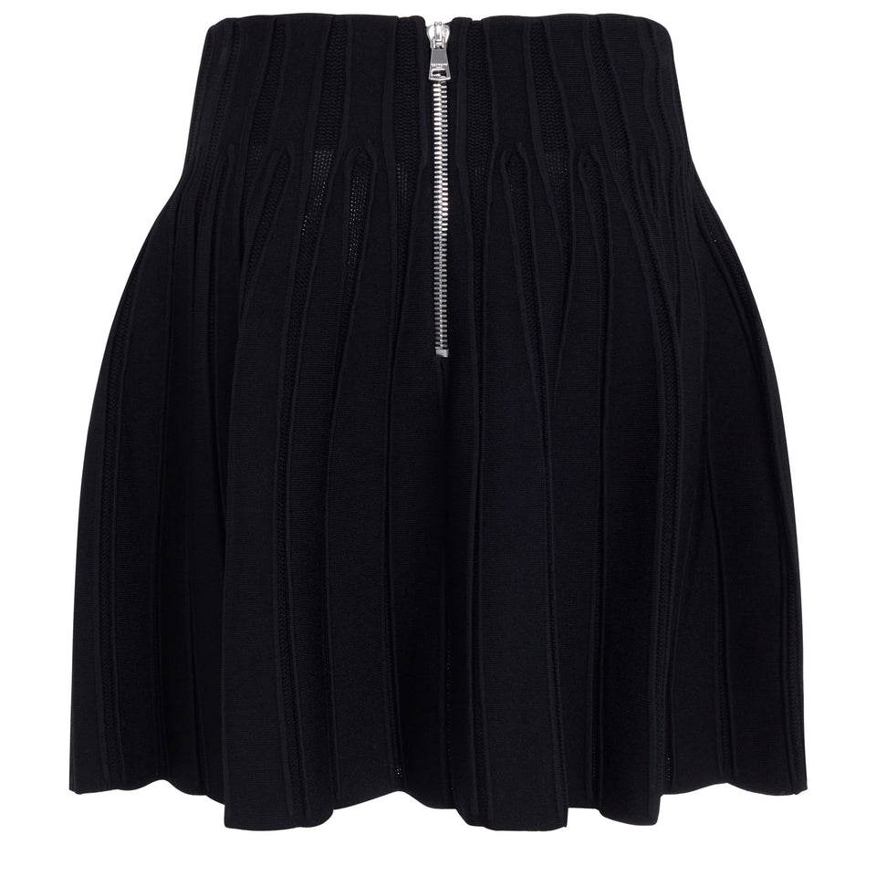 Flared skirt in black fabric