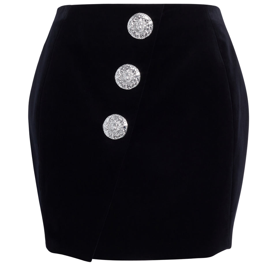 Black velvet mini skirt