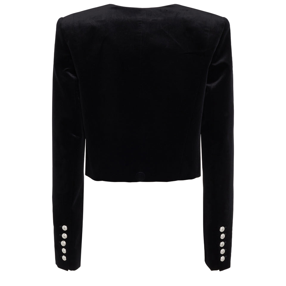 Black velvet cropped jacket