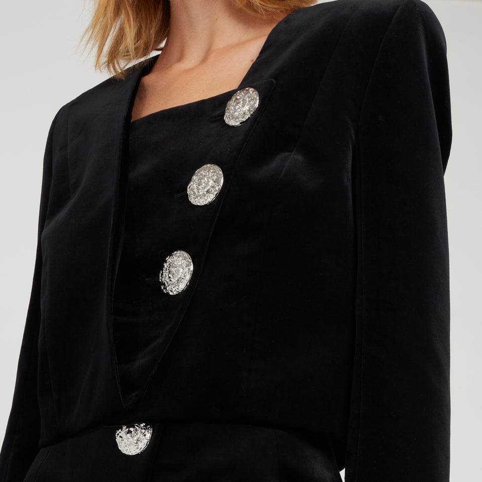 Black velvet cropped jacket