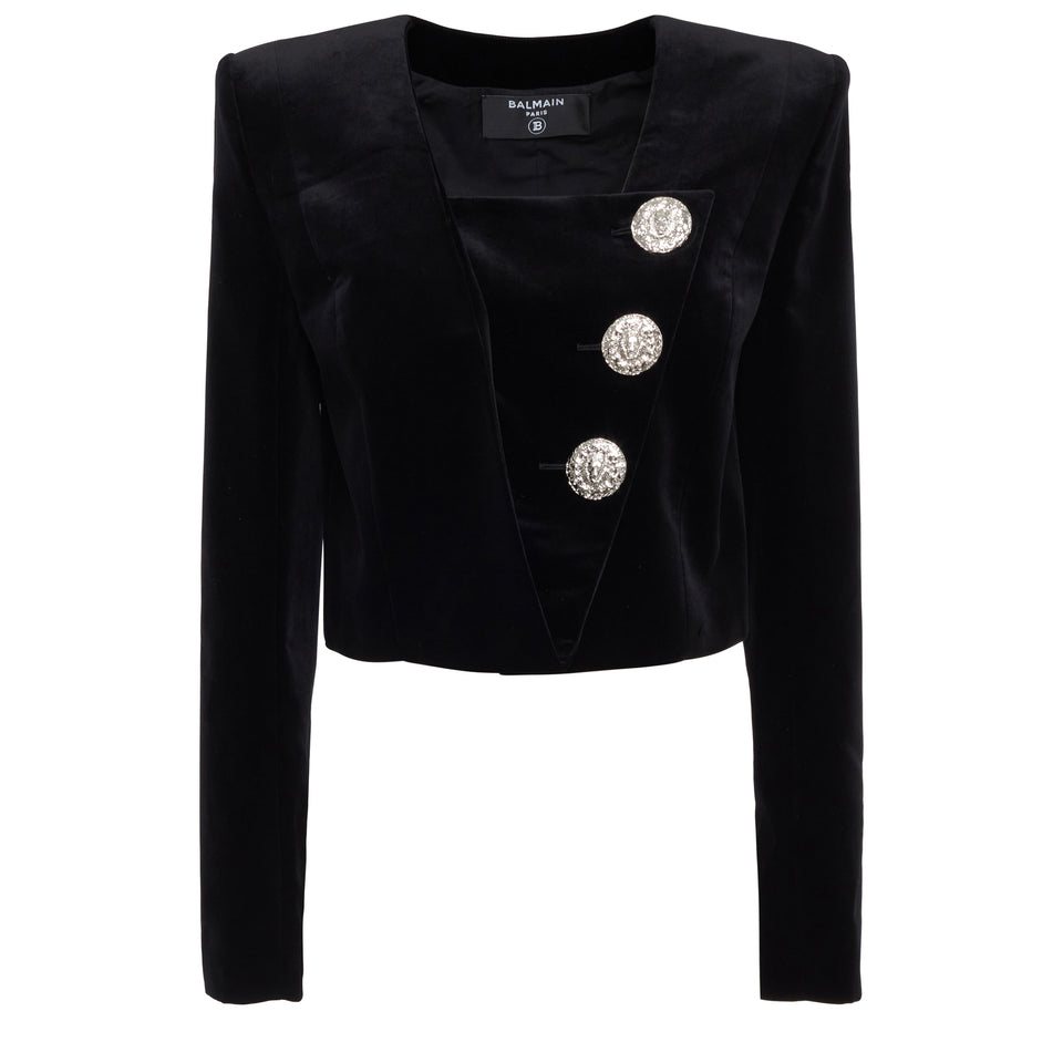 Black velvet cropped jacket