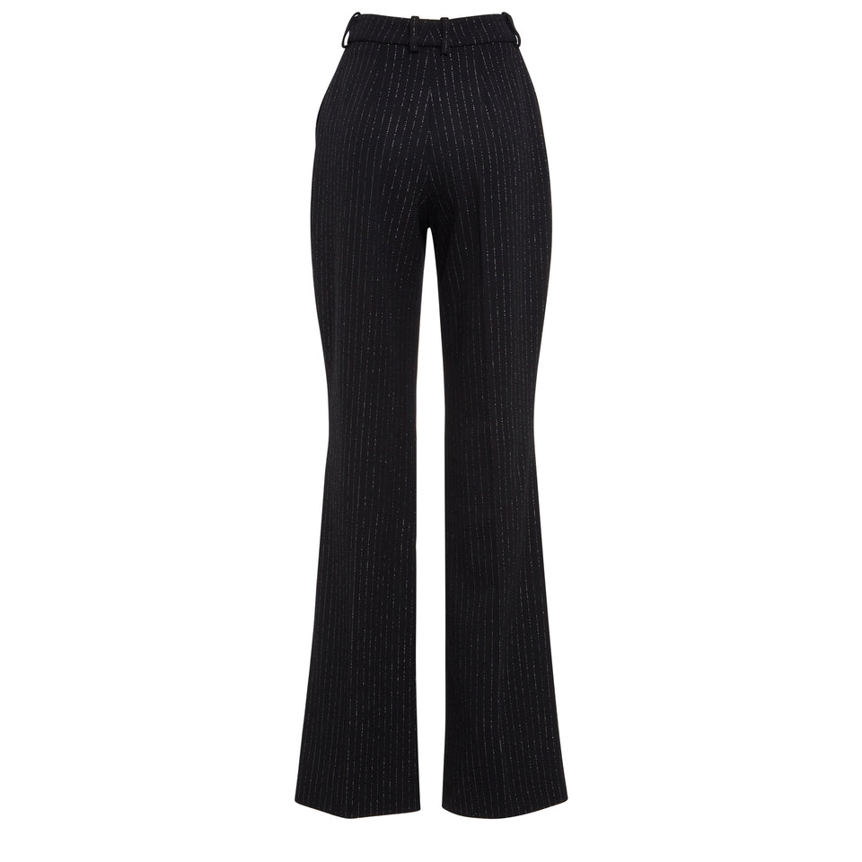 High-waisted trousers in black fabric