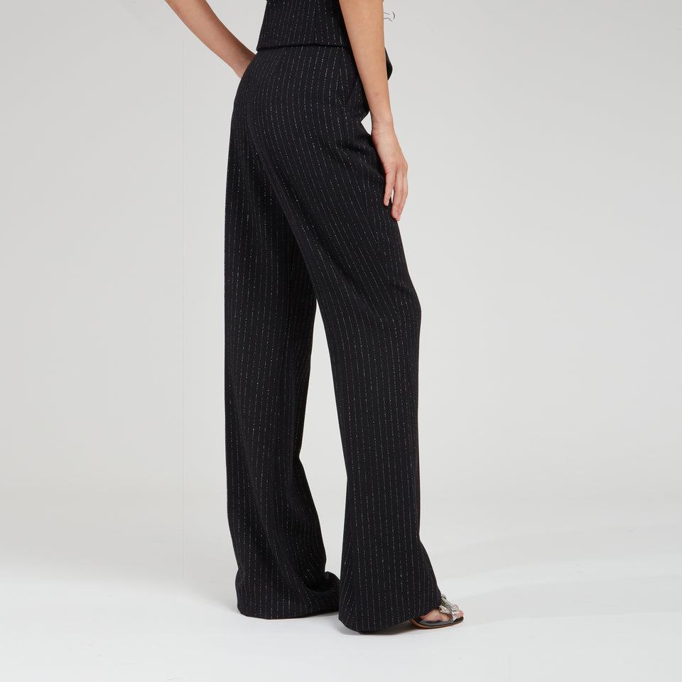 High-waisted trousers in black fabric