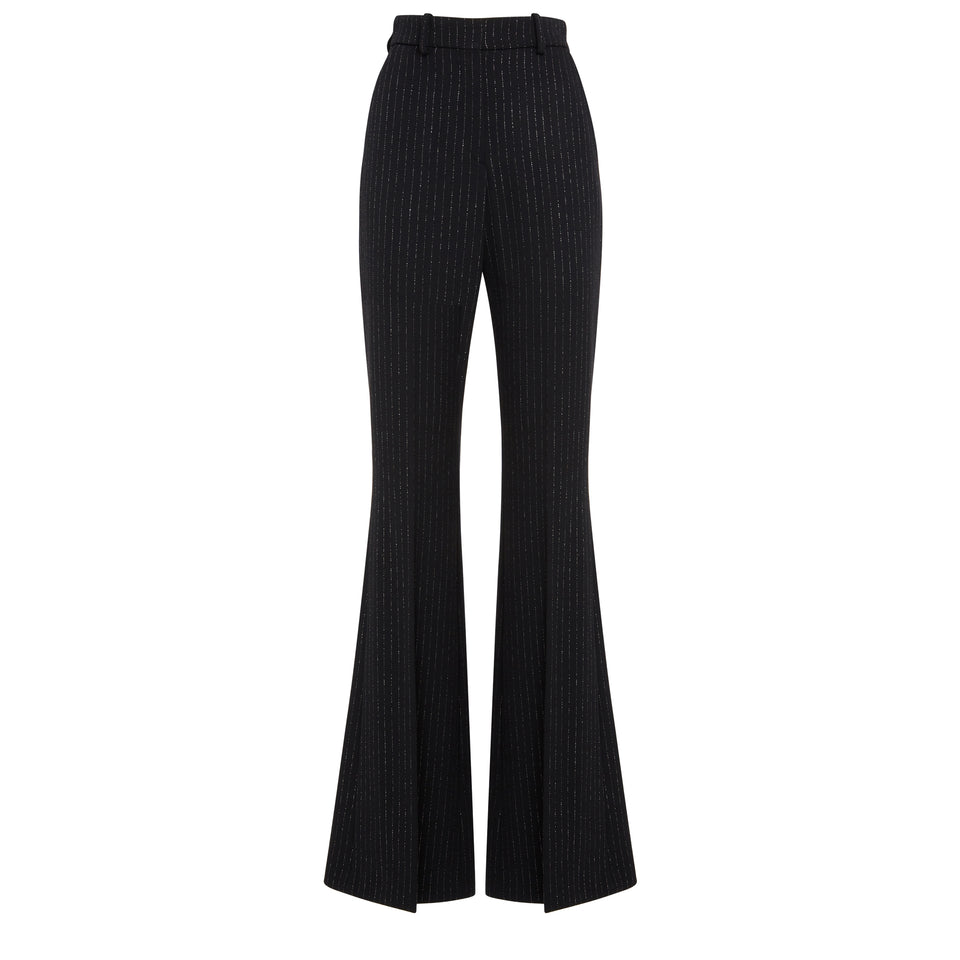 High-waisted trousers in black fabric