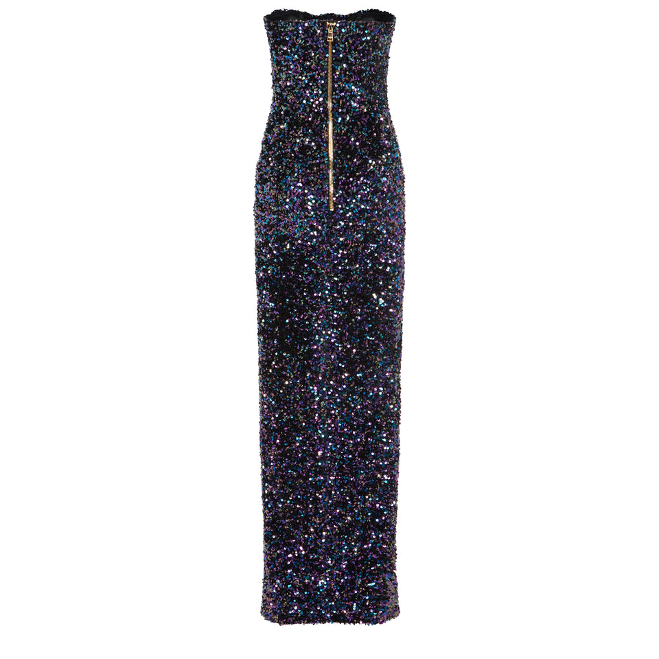 Long dress with multicolor sequins