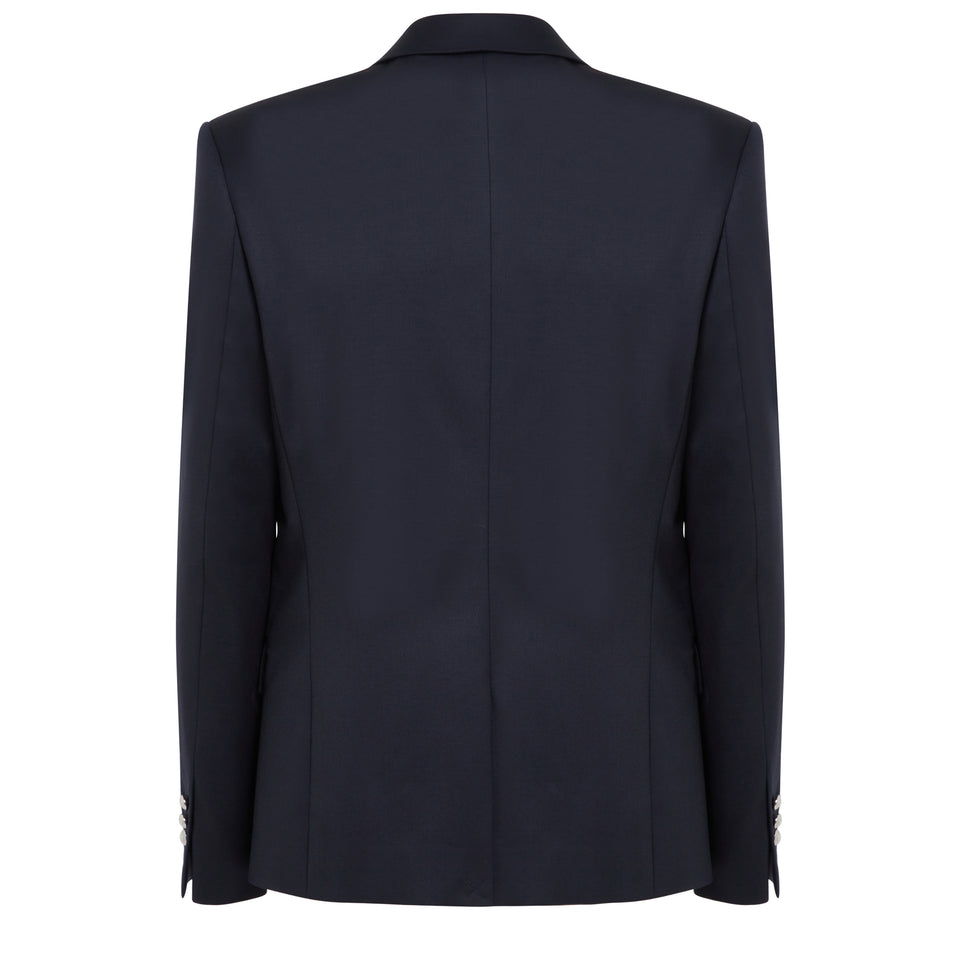 Blazer mono petto in lana blu