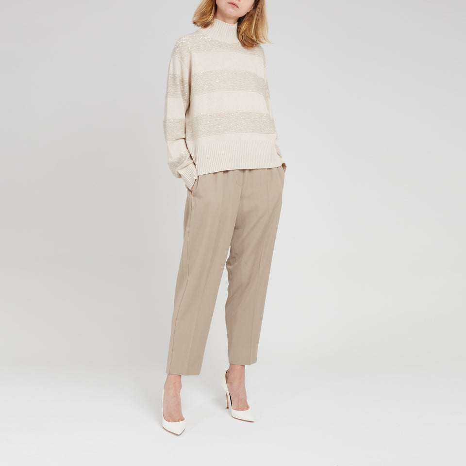 Maglione in lana e cashmere beige