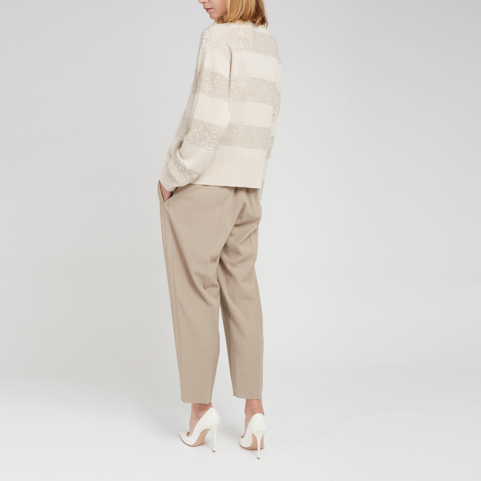 Maglione in lana e cashmere beige