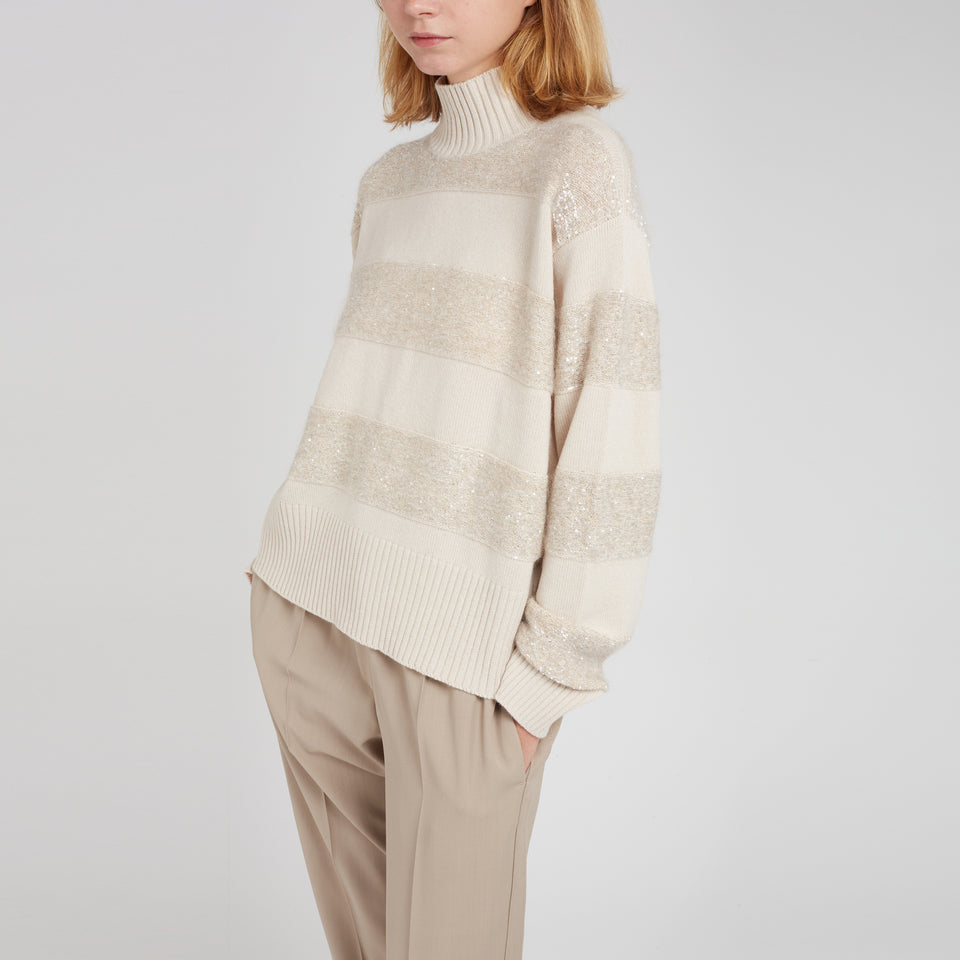 Maglione in lana e cashmere beige
