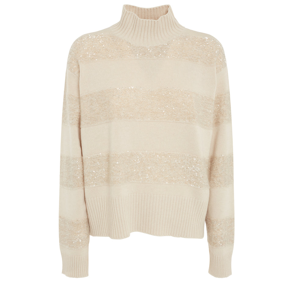 Beige wool and cashmere sweater
