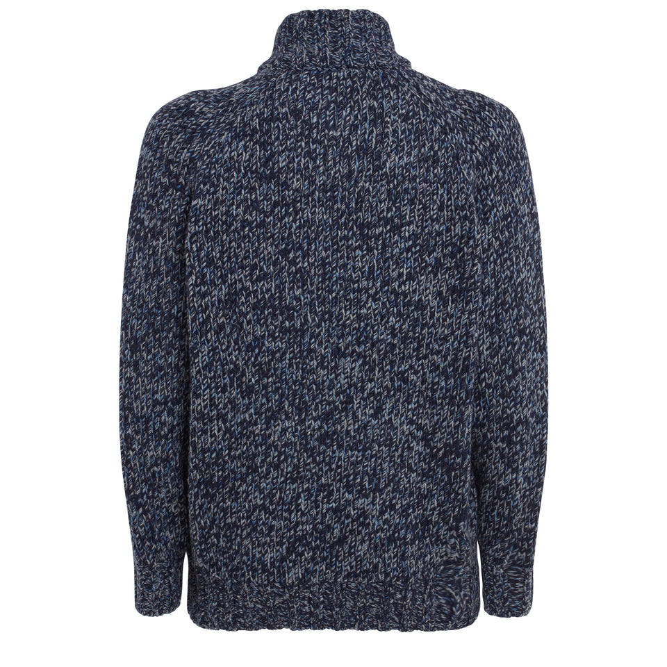 Maglione in lana e cashmere blu