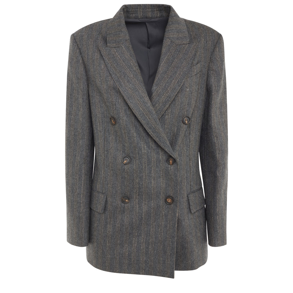 Double-breasted gray wool blazer